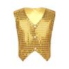 YiZYiF Womens Retro 1920s Sequin Vest Waistcoat Disco Dancing Top Button Up Single Breasted Vest Gold Small view 3