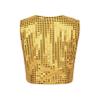 YiZYiF Womens Retro 1920s Sequin Vest Waistcoat Disco Dancing Top Button Up Single Breasted Vest Gold Small view 4