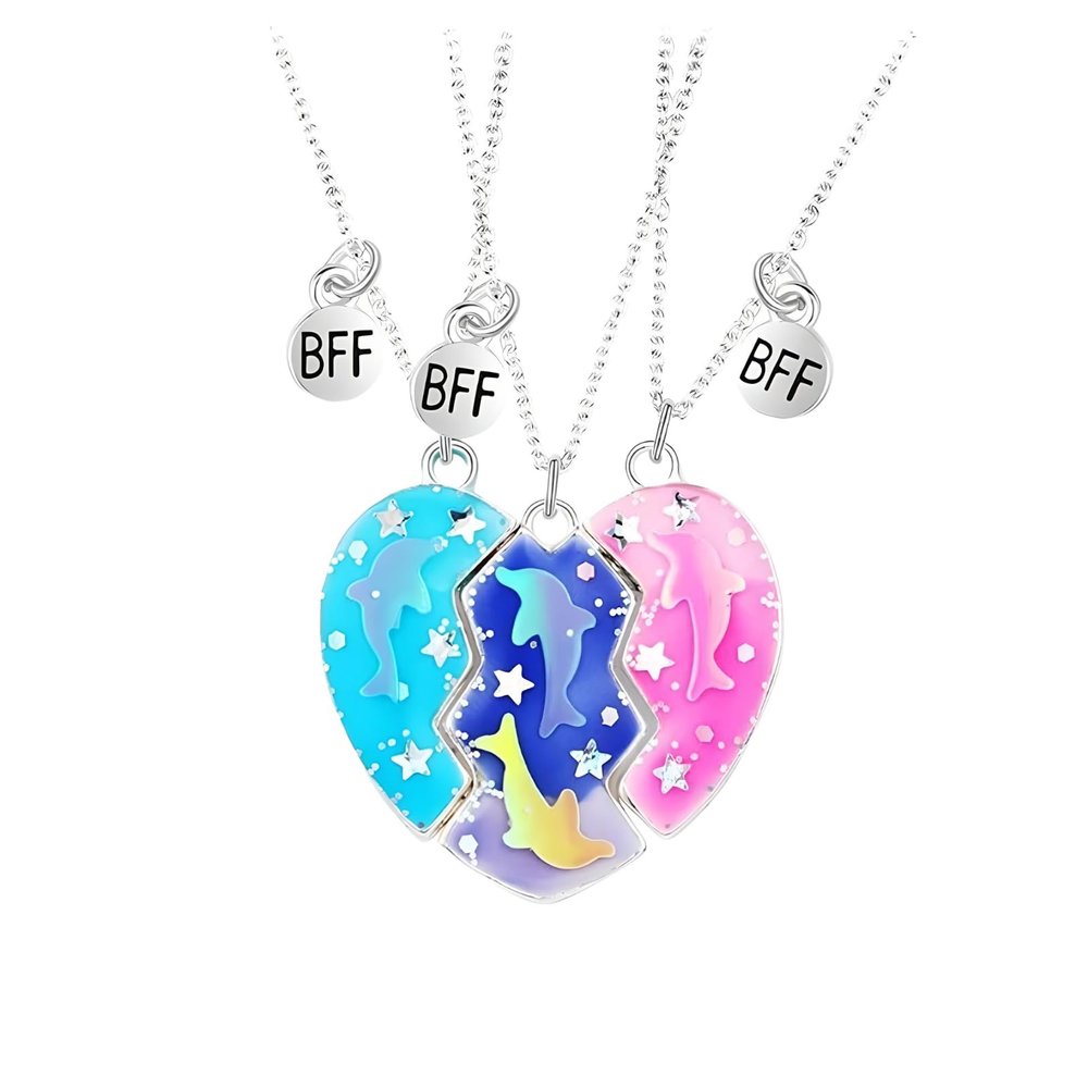 925 sterling Silver Half Heart Necklace For Couples, Cute Cartoon Glitter Heart Necklaces for Women, Matching Necklace Attract Butterfly BFF, A Piece of Charm Clavicle Chain Friendship Jewelry