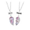 925 sterling Silver Half Heart Necklace For Couples, Cute Cartoon Glitter Heart Necklaces for Women, Matching Necklace Attract Butterfly BFF, A Piece of Charm Clavicle Chain Friendship Jewelry view 4