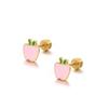 18g Titanium Apple Fruit Earrings for Women Girls 14k Gold Plated Surgical Stainless Steel Hypoallergenic Tiny Studs Cartilage Tragus Screw Back Piercing Sensitive Ear Homecoming Jewelry (Pink)