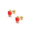 18g Titanium Apple Fruit Earrings for Women Girls 14k Gold Plated Surgical Stainless Steel Hypoallergenic Tiny Studs Cartilage Tragus Screw Back Conch Piercing Sensitive Ear Homecoming Jewelry (Red) view 1