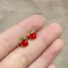 18g Titanium Apple Fruit Earrings for Women Girls 14k Gold Plated Surgical Stainless Steel Hypoallergenic Tiny Studs Cartilage Tragus Screw Back Conch Piercing Sensitive Ear Homecoming Jewelry (Red) view 4