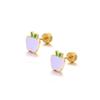 18g Titanium Apple Fruit Earrings for Women Girls 14k Gold Plated Surgical Stainless Steel Hypoallergenic Tiny Studs Cartilage Tragus Screw Back Piercing Sensitive Ear Homecoming Jewelry (Purple) view 1