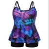 Hanna Nikole Tankini Swimsuits for Women 2 Piece Bathing Suits Plus Size Push Up Swimwear Tops with Shorts Purple Print 20W view 1