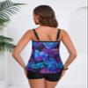 Hanna Nikole Tankini Swimsuits for Women 2 Piece Bathing Suits Plus Size Push Up Swimwear Tops with Shorts Purple Print 20W view 3