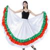 Adult Ruffles Black Red Green Maxi Long Dance Skirt Folklorico Skirt for Mexican Flamenco Halloween Costume (White Skirt-Green/red Ruffles) view 1