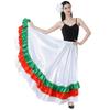 Adult Ruffles Black Red Green Maxi Long Dance Skirt Folklorico Skirt for Mexican Flamenco Halloween Costume (White Skirt-Green/red Ruffles) view 2