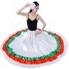 Adult Ruffles Black Red Green Maxi Long Dance Skirt Folklorico Skirt for Mexican Flamenco Halloween Costume (White Skirt-Green/red Ruffles) view 3
