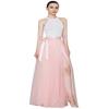 EllieHouse Split Long Floor Length Tulle Skirt for Prom Party Evening Blush Pink L view 1