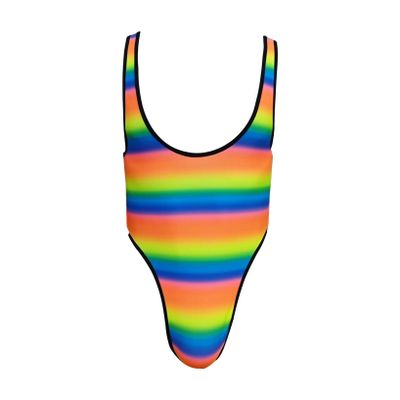 LiiYii Men's One Piece Elastic Body Chest Harness Jockstrap Bodysuit Hollow Out Wrestling Singlet Leotard Coloful Large