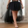 AiberLisha Womens High Low Tulle Tutu Skirt for Prom Party Black L view 3