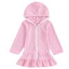 Mubineo Toddler Girl Long Sleeve Swimsuit Beach Dress Cute Cover Ups Ruffle Bathing Suit Cover Up Kimono Kids Swimwear (Pink, 7-8 Years) view 1