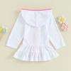 Mubineo Toddler Girl Long Sleeve Swimsuit Beach Dress Cute Cover Ups Ruffle Bathing Suit Cover Up Kimono Kids Swimwear (White, 4-5 Years) view 4