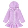 Mubineo Toddler Girl Long Sleeve Swimsuit Beach Dress Cute Cover Ups Ruffle Bathing Suit Cover Up Kimono Kids Swimwear (Purple, 3-4 Years) view 1