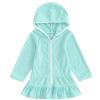 Mubineo Toddler Girl Long Sleeve Swimsuit Beach Dress Cute Cover Ups Ruffle Bathing Suit Cover Up Kimono Kids Swimwear (Mint Green, 7-8 Years) view 1