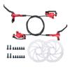 MirOdo Mountain Bike Hydraulic Disc Brakes Set Left Front 800mm Right Rear 1400mm 2-Piston Bilateral Hydraulic Brake Alu Alloy Brake Levers & Calipers with 160mm Rotors (Color : Red) view 1