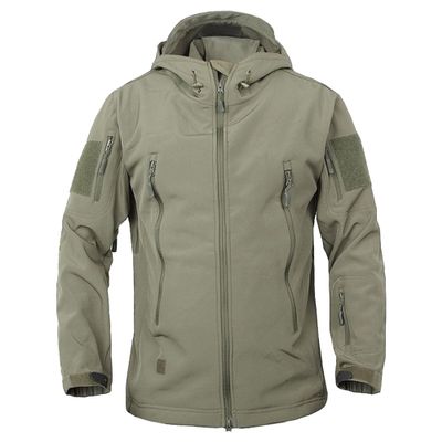 SWJGLITTR Men's Soft Shell Outdoor Jacket Waterproof Hooded Military Tactical Coat Men Winter Hiking Sherpa Lined Outwear (Army green,XX-Large)