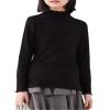 ACESTAR Girls Solid Lettuce Trim Mock Neck Shirt Long Sleeve Slim Fit Ribbed Knit Tee Ruffle Tops Soft Base LayerBlack,120/4-5T view 1