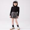 ACESTAR Girls Solid Lettuce Trim Mock Neck Shirt Long Sleeve Slim Fit Ribbed Knit Tee Ruffle Tops Soft Base LayerBlack,120/4-5T view 2