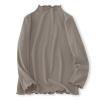 ACESTAR Girls Solid Lettuce Trim Mock Neck Shirt Long Sleeve Slim Fit Ribbed Knit Tee Ruffle Tops Soft Base LayerBrown,110/3-4T