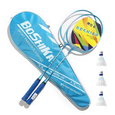 JOSWAY Pro Quality Badminton Racket Set - Training Kit for 2 Players with 3 Birds, a Racket Bag, and 2 Shuttlecocks (Blue)