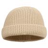 Clakllie Daily Skull Cap Knit Cuff Beanie Hat Solid Color Watch Caps Stretch Stocking Hats for Outdoor Sports,S-Beige view 1
