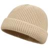 Clakllie Daily Skull Cap Knit Cuff Beanie Hat Solid Color Watch Caps Stretch Stocking Hats for Outdoor Sports,S-Beige view 4