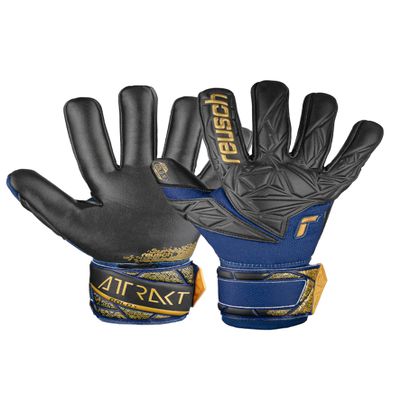 Reusch Attrakt Gold X NC Goalkeeper Gloves, Premium Blue/Gold/Black, Size 8