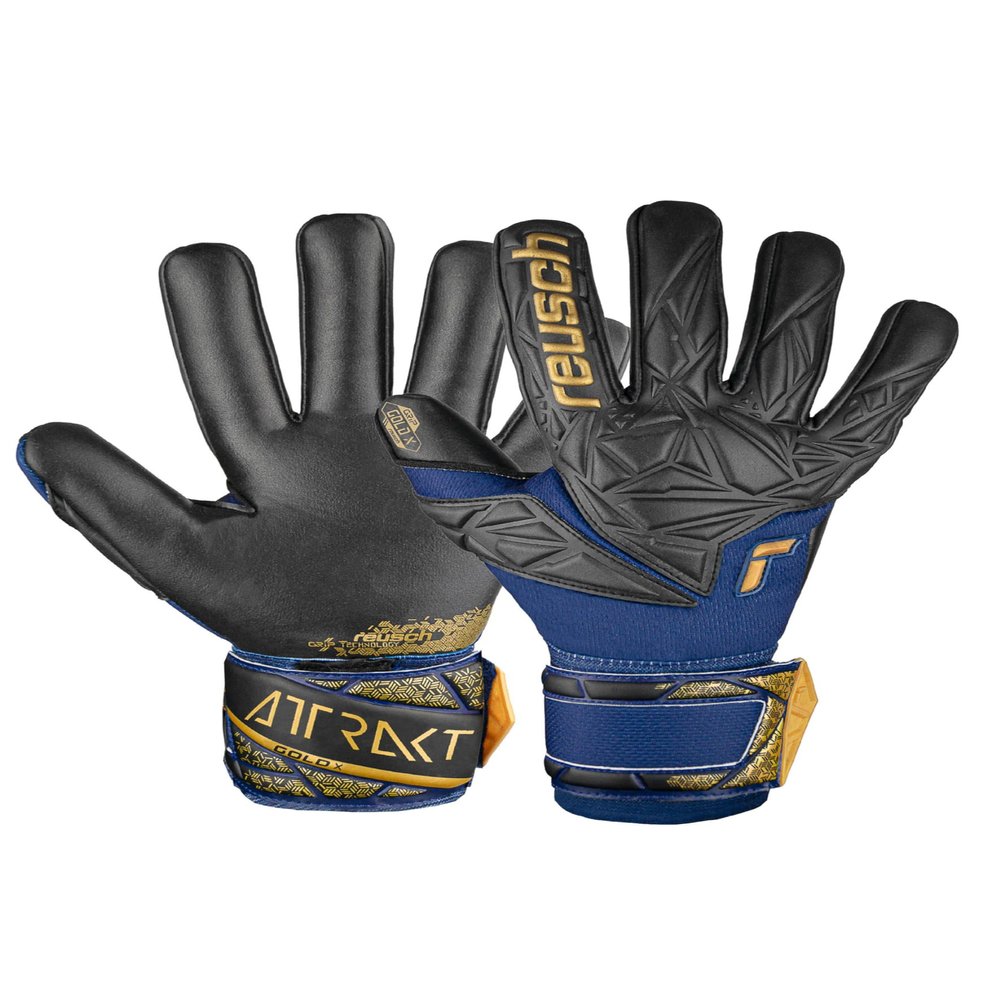 Reusch Attrakt Gold X NC Goalkeeper Gloves, Premium Blue/Gold/Black, Size 8