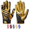 LYRX Professional Football Receiver Gloves with Optimal Silicone Palm Non-Slip Grip Control Ultra-Stick Sports Lightweight Glove and Precision Fit (Black-Gold Shine, Youth X-Small) view 1