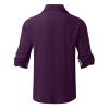 ZYXTIM Men's Cotton Linen Long Sleeve Shirt Cuban Guayabera Beach Shirts Classic Chambray Shirt Relax Fit Oxford Dress Shirts view 3