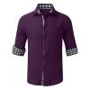 ZYXTIM Men's Cotton Linen Long Sleeve Shirt Cuban Guayabera Beach Shirts Classic Chambray Shirt Relax Fit Oxford Dress Shirts view 4