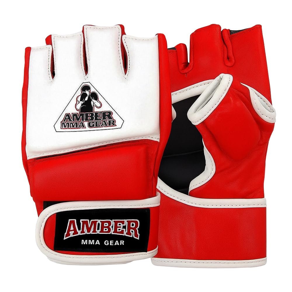 Premium Leather MMA Amateur Competition Gloves: Durable, Stylish Gear for Versatile Usage in Training and Competition, Red, Large