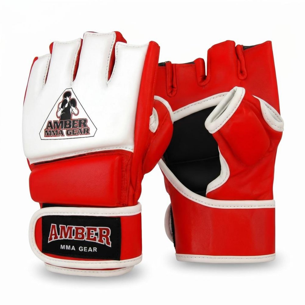 Premium Leather MMA Amateur Competition Gloves: Durable, Stylish Gear for Versatile Usage in Training and Competition, Red X-Large