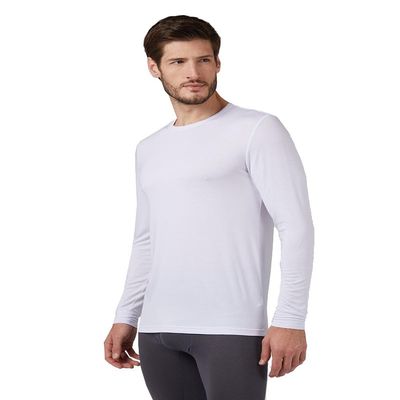 32 Degrees Men's Lightweight Baselayer Crew Top | Form Fitting | Long Sleeve| 4-Way Stretch | Thermal, White, XX-Large