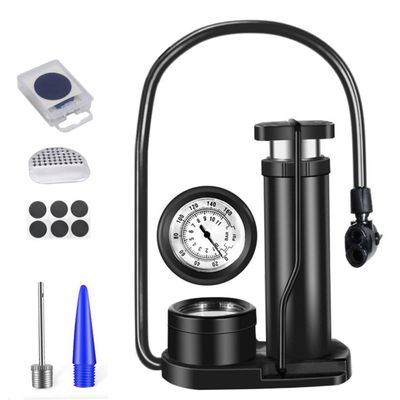 BESPORTBLE Mini Portable Tire Inflator High-Pressure Foot Pump Pressure Gauge for Bikes Balls and More Lightweight and Easy to Use Black Random Accessories