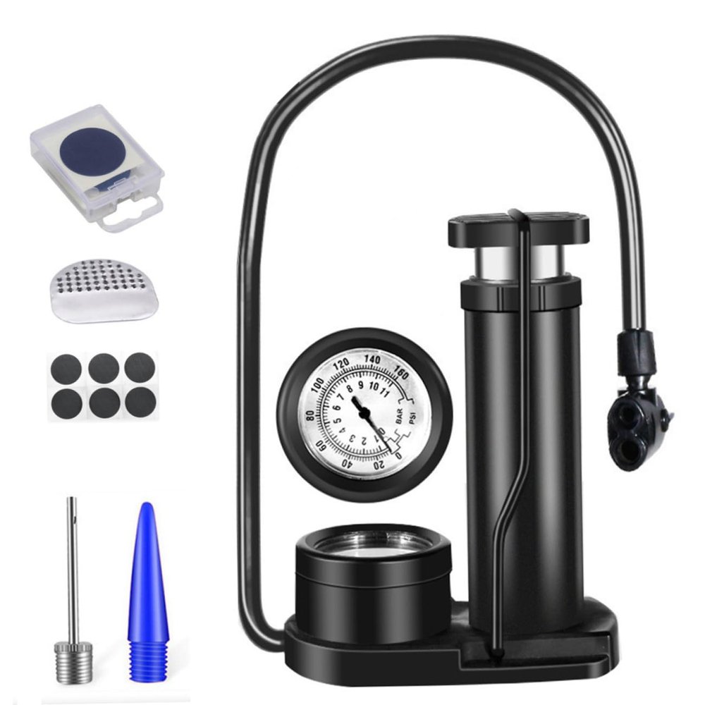 BESPORTBLE Mini Portable Tire Inflator High-Pressure Foot Pump Pressure Gauge for Bikes Balls and More Lightweight and Easy to Use Black Random Accessories