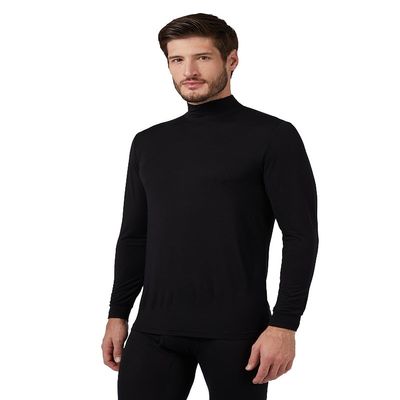 32 Degrees Men's Lightweight Baselayer Mock Top | Form Fitting | Long Sleeve |4-Way Stretch | Thermal, Black, Medium