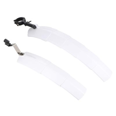BRIGHTFUFU 1set Adjustable Mud Guard for Telescopic Road Bike Accessories Easy Install Water Compatible Front Forks Over White