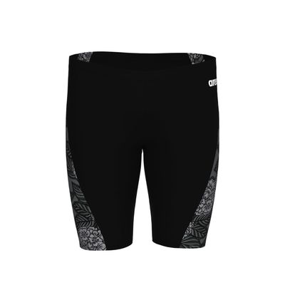 ARENA Men's Swim Jammer Hydrangea Bouquet Team Print MaxLife Athletic Swimwear Training Swimsuit Sports Bathing Suit, Black/Team Black, US Size 38