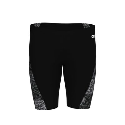 ARENA Men's Swim Jammer Hydrangea Bouquet Team Print MaxLife Athletic Swimwear Training Swimsuit Sports Bathing Suit, Black/Team Black, US Size 42