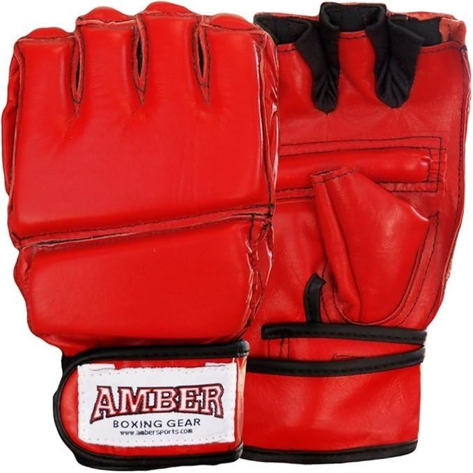 Premium Grappling Gloves for MMA Leather, Enhanced Grip, Excellent Wrist Support, Breathable Comfort - Ideal for Grappling and Clinch Fighting - Red X-Large