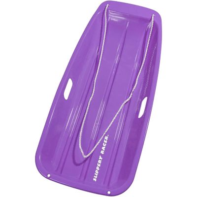 Slippery Racer Downhill Sprinter Flexible Kids Toddler Plastic Cold-Resistant Toboggan Snow Sled with Pull Rope and Handles -35 Inch (Purple, 1)