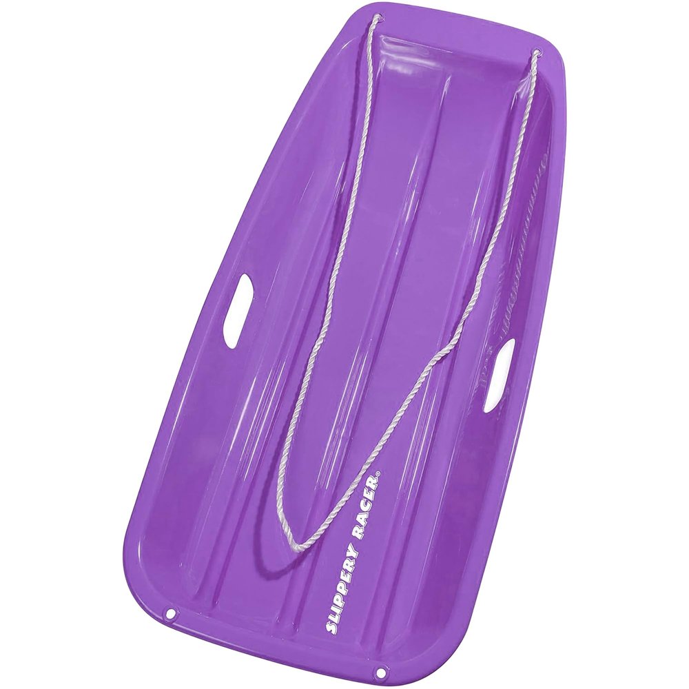 Slippery Racer Downhill Sprinter Flexible Kids Toddler Plastic Cold-Resistant Toboggan Snow Sled with Pull Rope and Handles -35 Inch (Purple, 1)