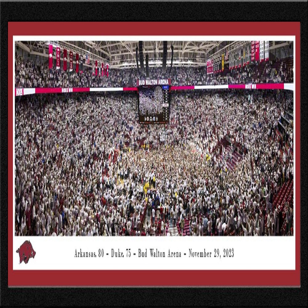 Arkansas Basketball, Storming-the-Court - 41.5x15-inch Single Mat, Select Framed Picture by Blakeway Panoramas