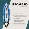 Pelican iESCAPE 110 Inflatable Convertible Kayak - Recreational Single or Tandem Kayak - Compact, Stable and Fun All in One - Transport Bag & Pump Included - 11 ft - Blue view 2