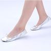 Adult Leather Ballet Shoes for Women Portable Foldable Dance Flat Shoes Women's Ballerina Slippers Formal (Silver, 7.5) view 3