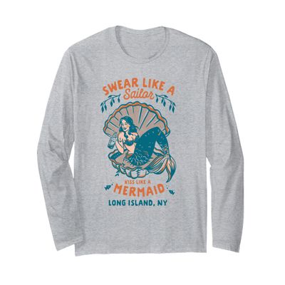 Long Island, New York Funny Mermaid Shirt: Cute Vintage Gift Long Sleeve T-Shirt