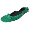 Adult Leather Ballet Shoes for Women Portable Foldable Dance Flat Shoes Women's Ballerina Slippers Formal (Green, 10.5) view 1